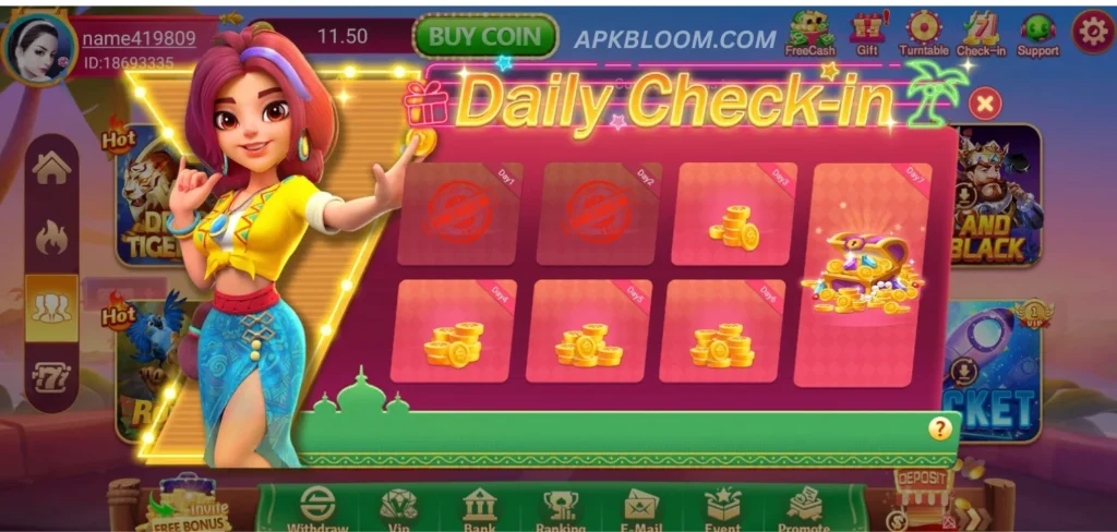 77 daily check-in bonus